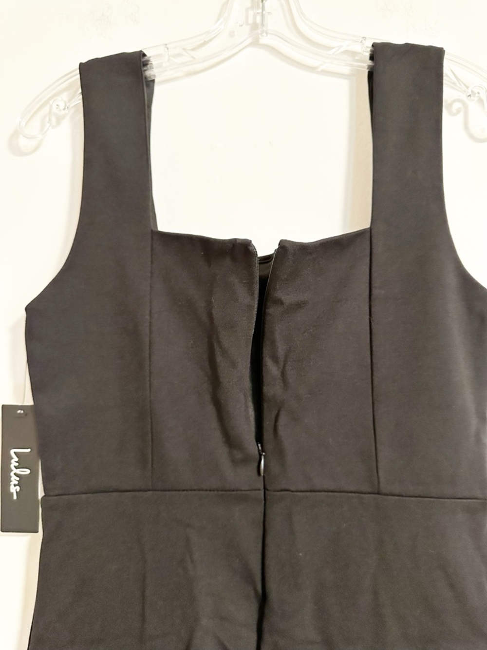 Lulus NWT Vibrant Allure Black Square Neck Sleeveless Bodycon Midi Dress Medium - Picture 7 of 13